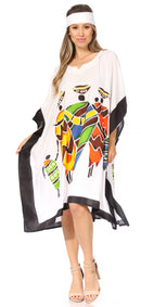 Sakkas Trina Women's Casual Loose Beach Poncho Caftan Dress Cover-up Many Print