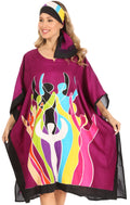Sakkas Trina Women's Casual Loose Beach Poncho Caftan Dress Cover-up Many Print#color_Purple
