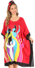 Sakkas Trina Women's Casual Loose Beach Poncho Caftan Dress Cover-up Many Print#color_Red