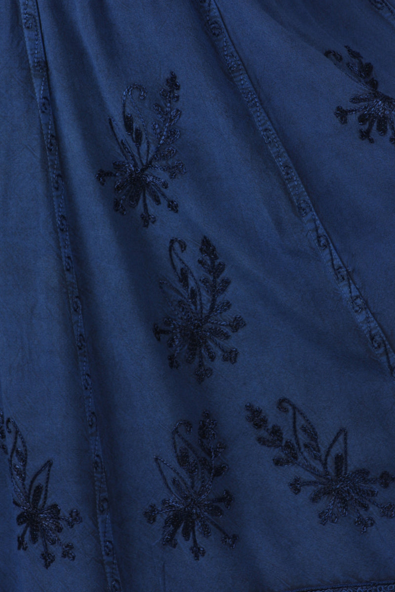 Sakkas Stonewashed Empire Waist Simple Floral Striped Crepe Handkerchief Hem Dress