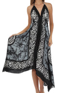 Sakkas Silky V-Neck Halter Handkerchief Hem Maxi Dress#color_Grey
