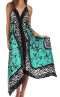 Sakkas Silky V-Neck Halter Handkerchief Hem Maxi Dress#color_Mint
