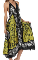 Sakkas Silky V-Neck Halter Handkerchief Hem Maxi Dress