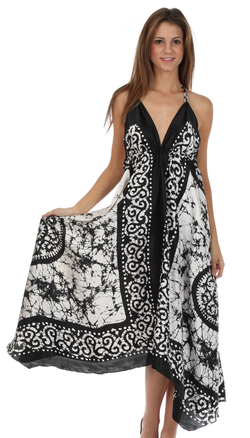 Sakkas Silky V-Neck Halter Handkerchief Hem Maxi Dress Sakkas Silky V-Neck Halter Handkerchief Hem Maxi Dress