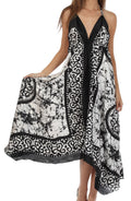 Sakkas Silky V-Neck Halter Handkerchief Hem Maxi Dress#color_White