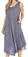 Sakkas Everyday Essentials Caftan Tank Dress / Cover Up#color_A-Indigo