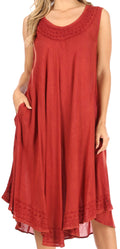 Sakkas Everyday Essentials Caftan Tank Dress / Cover Up#color_A-Red