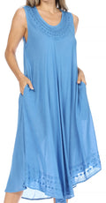Sakkas Everyday Essentials Caftan Tank Dress / Cover Up#color_Blue