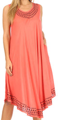 Sakkas Everyday Essentials Caftan Tank Dress / Cover Up#color_Coral/Black