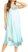 Sakkas Everyday Essentials Caftan Tank Dress / Cover Up#color_Mint/Black