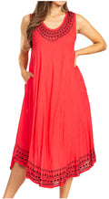 Sakkas Everyday Essentials Caftan Tank Dress / Cover Up#color_Red/Black