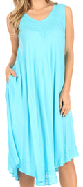 Sakkas Everyday Essentials Caftan Tank Dress / Cover Up#color_Turquoise
