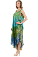 Sakkas Ombre Floral Tie Dye Tank Sheath Caftan Rayon Dress