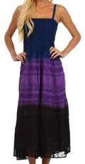 Sakkas Adelina Embroidered Rayon Dress#color_Navy