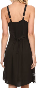 Sakkas Ameelynn Short Embroidered Batik Festival Sleeveless Spaghetti Strap Dress