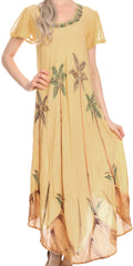 Sakkas Watercolor Palm Tree Tank Caftan Dress#Color_Beige