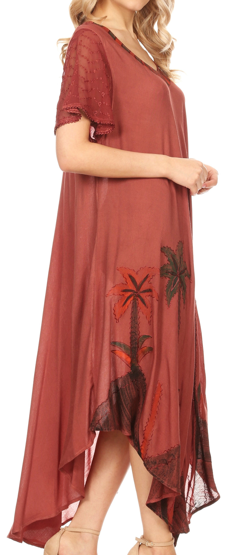 Sakkas Watercolor Palm Tree Tank Caftan Dress