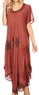 Sakkas Watercolor Palm Tree Tank Caftan Dress