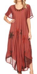 Sakkas Watercolor Palm Tree Tank Caftan Dress#Color_Brown