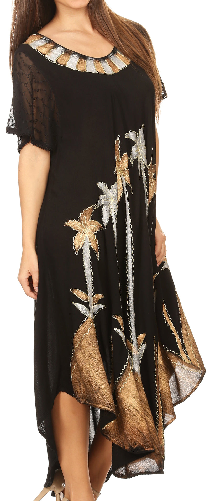 Sakkas Watercolor Palm Tree Tank Caftan Dress