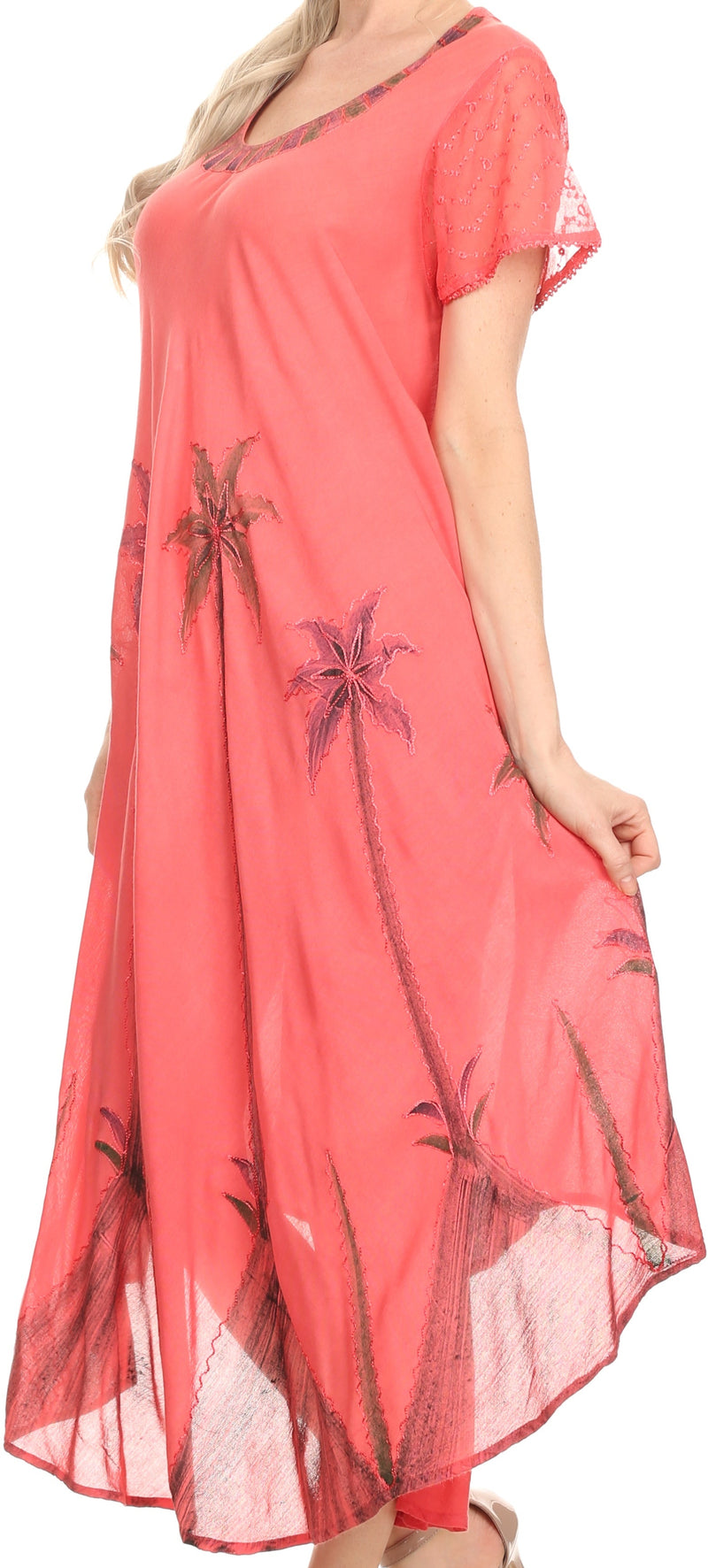 Sakkas Watercolor Palm Tree Tank Caftan Dress