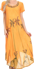 Sakkas Watercolor Palm Tree Tank Caftan Dress#Color_Orange