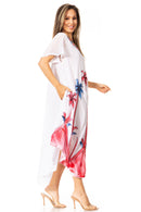 Sakkas Watercolor Palm Tree Tank Caftan Dress