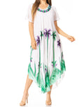 Sakkas Watercolor Palm Tree Tank Caftan Dress#color_White/Green