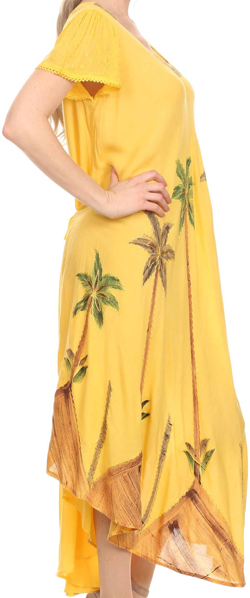 Sakkas Watercolor Palm Tree Tank Caftan Dress