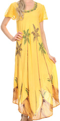 Sakkas Watercolor Palm Tree Tank Caftan Dress#Color_Yellow