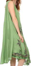 Sakkas Watercolor Palm Tree Tank Caftan Short Dress