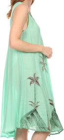 Sakkas Watercolor Palm Tree Tank Caftan Short Dress