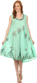 Sakkas Watercolor Palm Tree Tank Caftan Short Dress