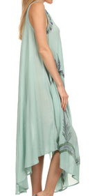 Sakkas Watercolor Palm Tree Tank Caftan Short Dress