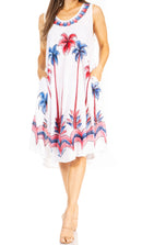 Sakkas Watercolor Palm Tree Tank Caftan Short Dress
