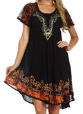 Sakkas Royal Palm Batik Dress / Cover Up#color_Black/Orange