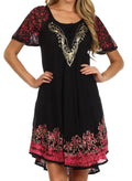 Sakkas Royal Palm Batik Dress / Cover Up#color_Black/Pink
