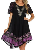 Sakkas Royal Palm Batik Dress / Cover Up#color_Black/Purple