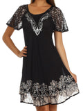 Sakkas Royal Palm Batik Dress / Cover Up#color_Black/White