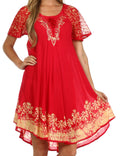Sakkas Royal Palm Batik Dress / Cover Up#color_Red/Beige