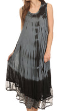 Sakkas Macey Embroidered Tie Dye Sleeveless Zebra Print Dress / Cover Up#color_DarkGrey