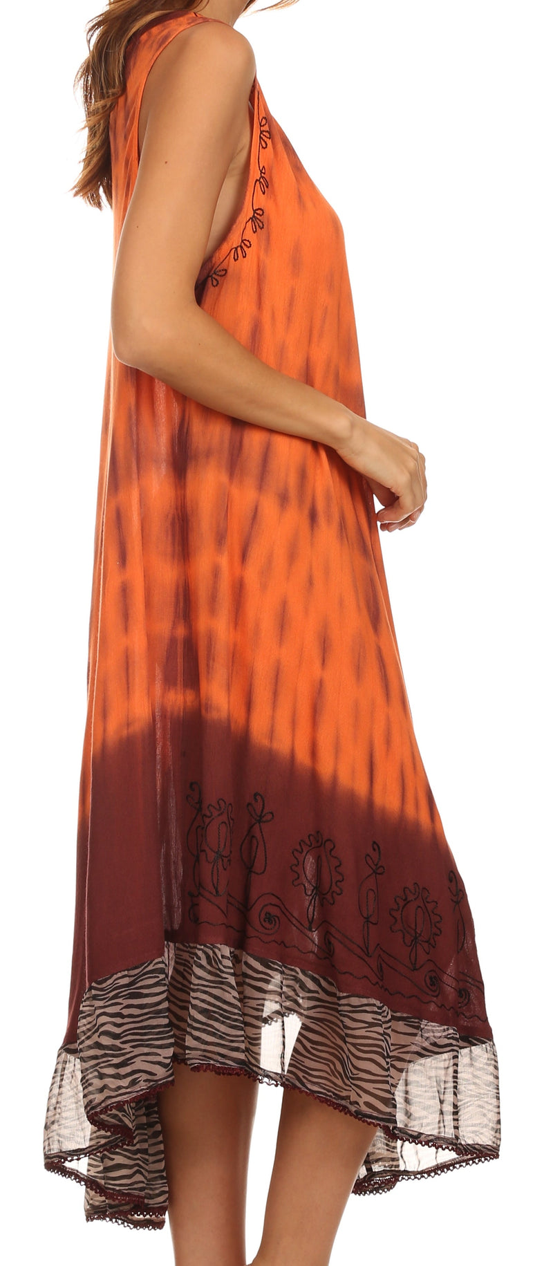 Sakkas Macey Embroidered Tie Dye Sleeveless Zebra Print Dress / Cover Up