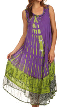 Sakkas Macey Embroidered Tie Dye Sleeveless Zebra Print Dress / Cover Up#color_Purple
