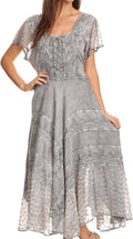 Sakkas Marigold Embroidered Fairy Dress#color_grey