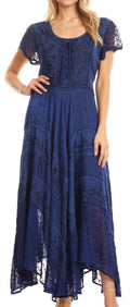 Sakkas Marigold Embroidered Fairy Dress#color_navy