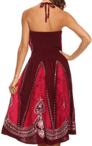 Sakkas Jaya Sleeveless Adjustable Tea Length Tube Top Embroidered Tie Dye Dress