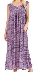 Sakkas Adele Sequin Embroidered Scoop Neck Sleeveless Dress / Cover Up#color_Purple
