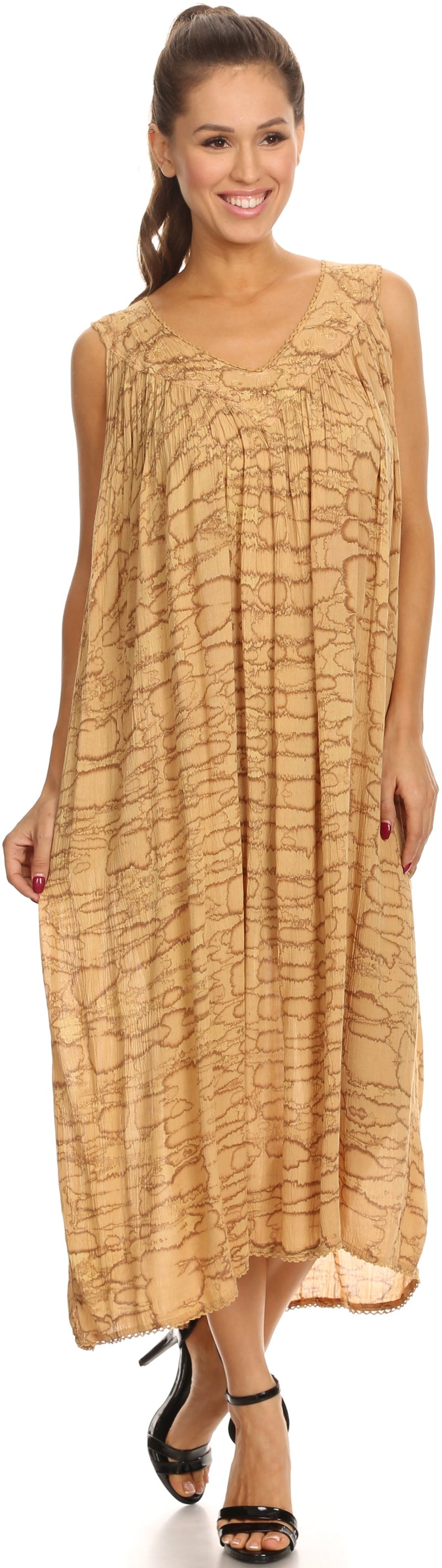 Sakkas Adele Sequin Embroidered Scoop Neck Sleeveless Dress / Cover Up
