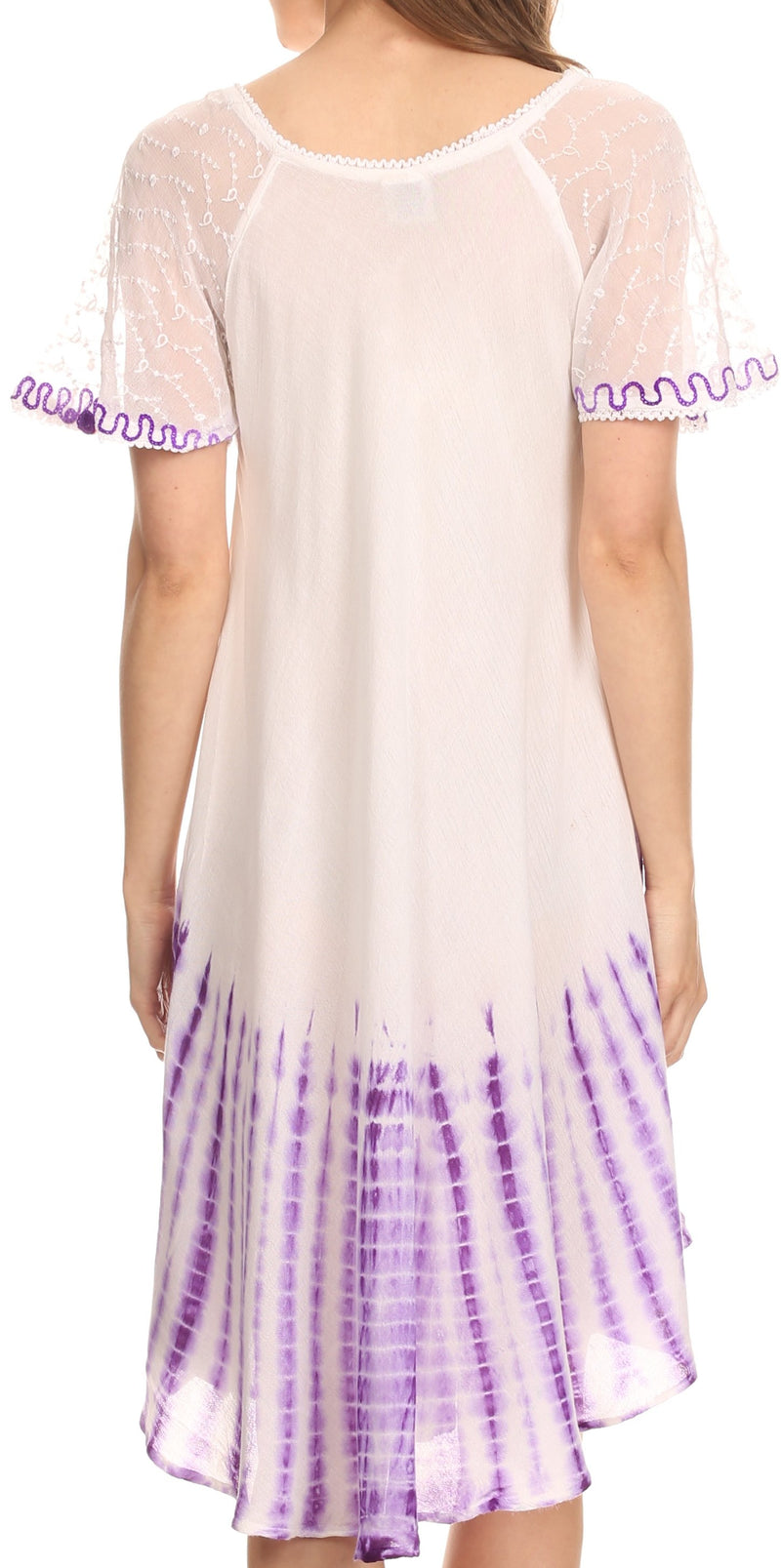 Sakkas Francea Mid Length Caftan Embroidered Cap Sleeves Dress / Cover Up