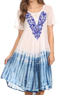 Sakkas Francea Mid Length Caftan Embroidered Cap Sleeves Dress / Cover Up#color_Royal